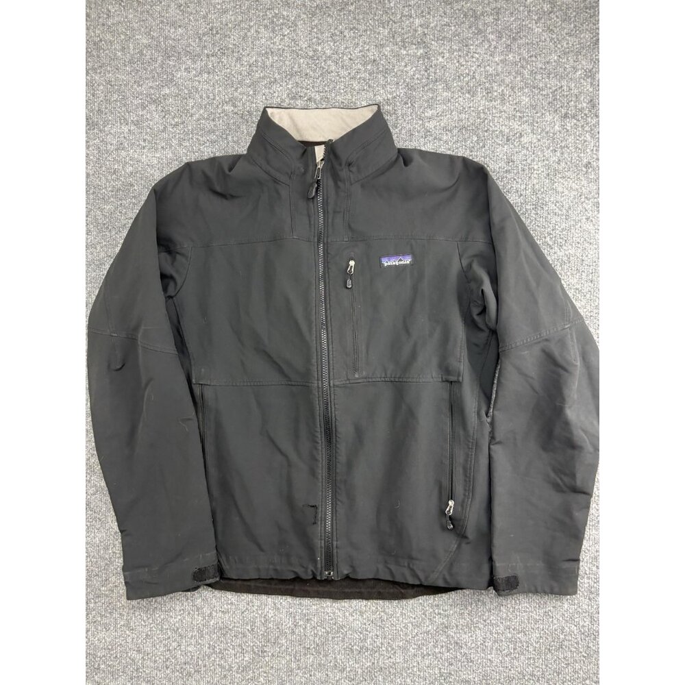 Patagonia Softshell Jacket Mens Medium Black‎ Bitterroot Logo Fleece Lined